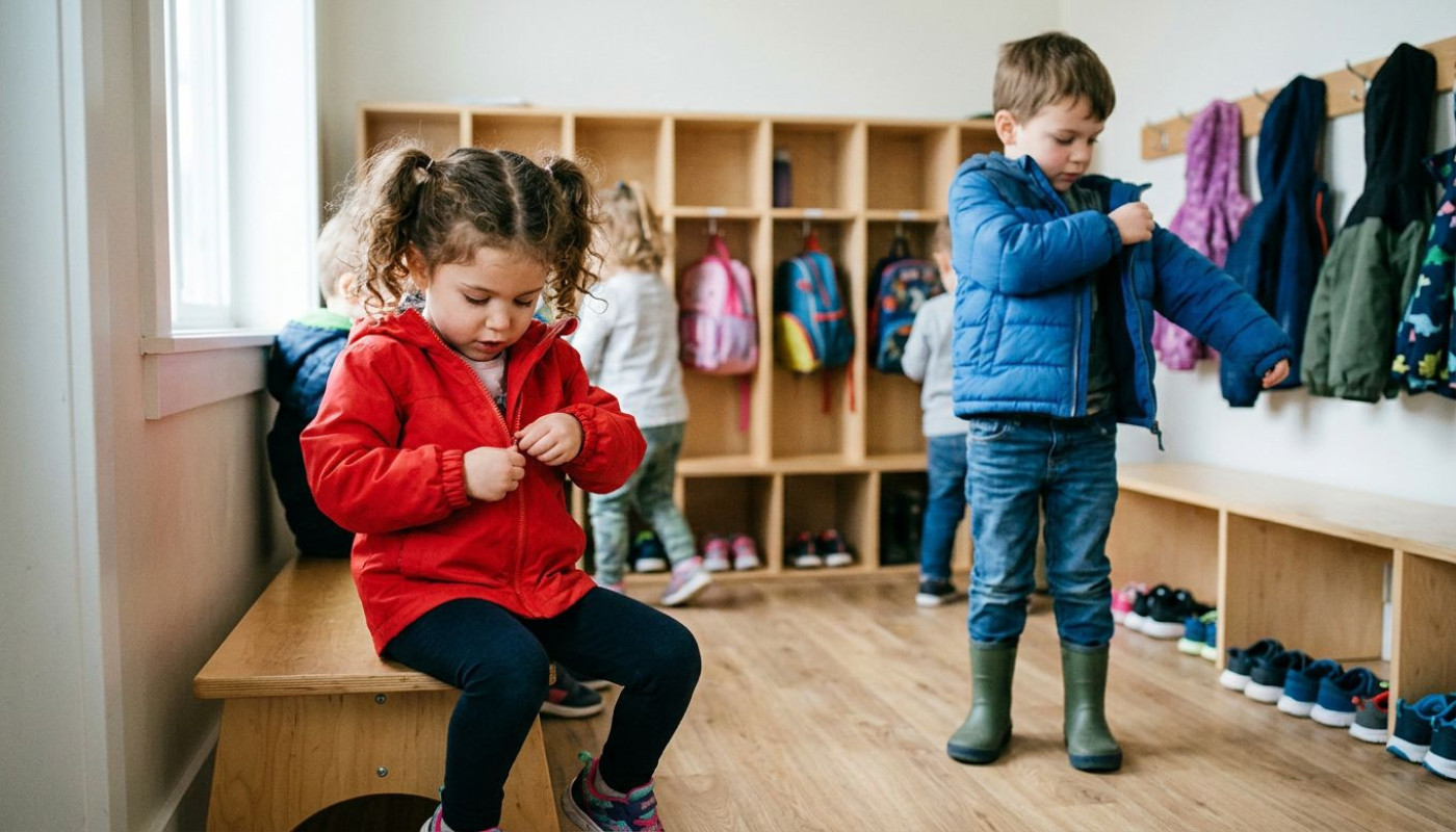 So kleiden sich kleine Kinder selbstständig mit ihrer Jacke